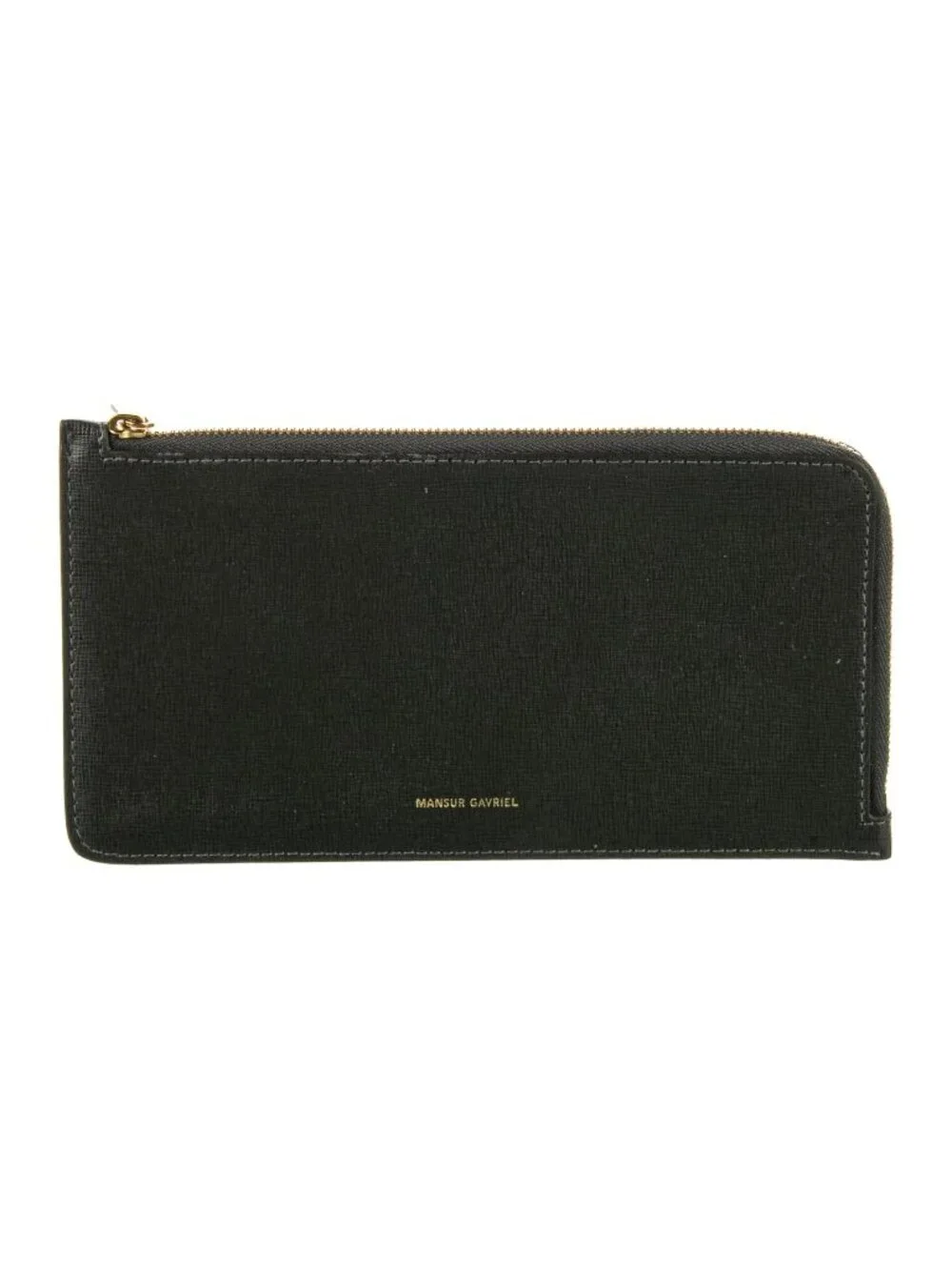 New Mansur Gavriel Grained Calfskin Leather Zip Card Holder Sand Wallet NWT